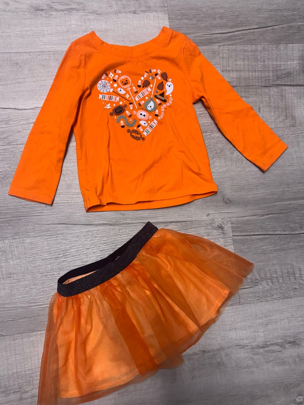 Girls Halloween Heart Top & Tulle Skirt Costume Set